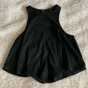 Black Suede Crop Top